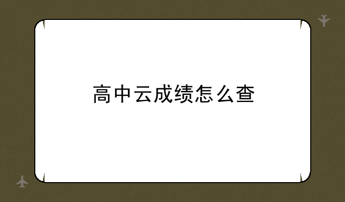 高中云成绩怎么查