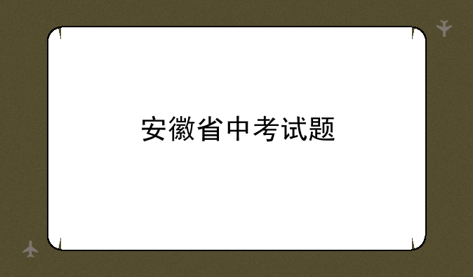 安徽省中考试题