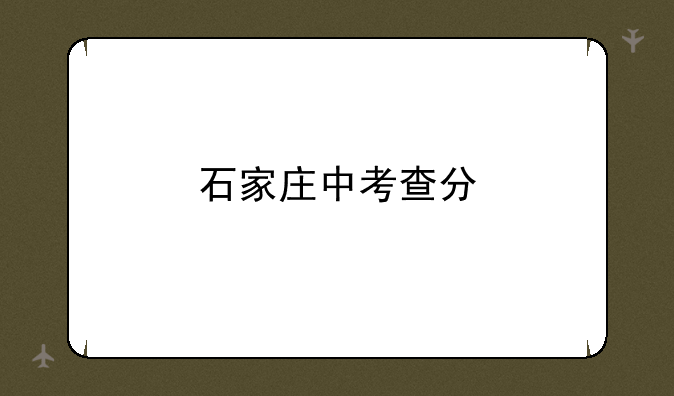 石家庄中考查分