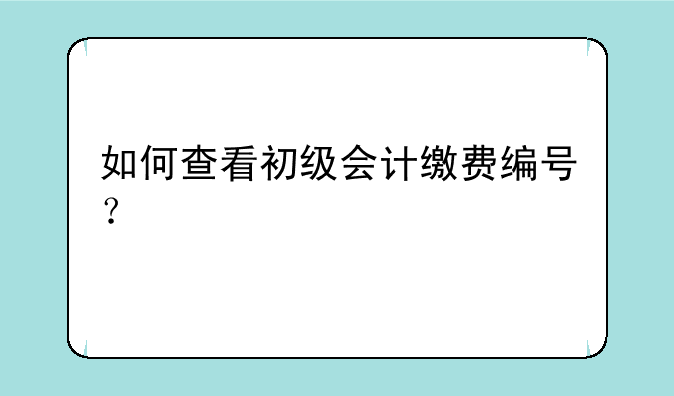 如何查看初级会计缴费编号？