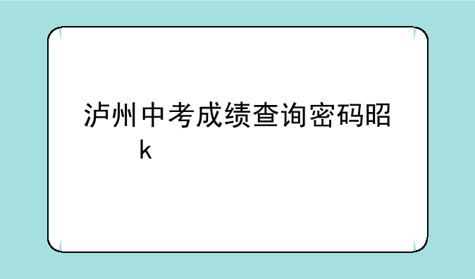 泸州中考成绩查询密码是多少