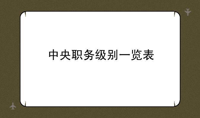 中央职务级别一览表