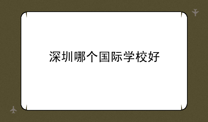 深圳哪个国际学校好