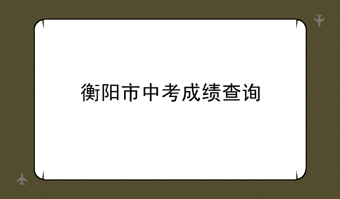 衡阳市中考成绩查询