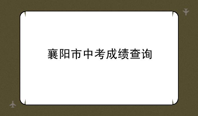 襄阳市中考成绩查询