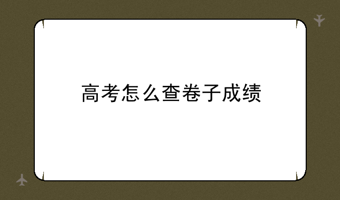 高考怎么查卷子成绩
