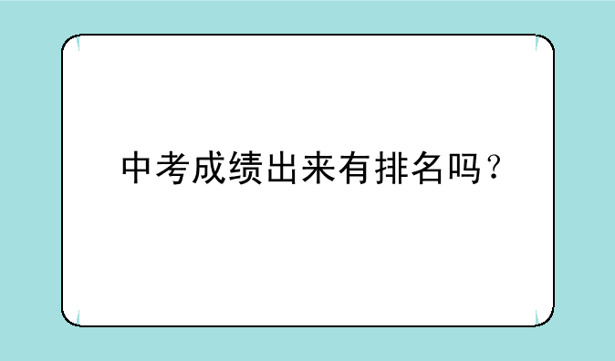 中考成绩出来有排名吗？