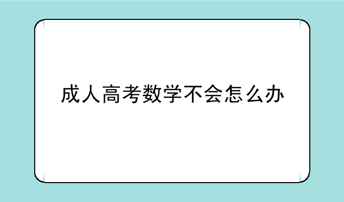 成人高考数学不会怎么办