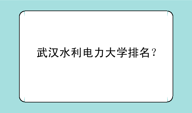 武汉水利电力大学排名？