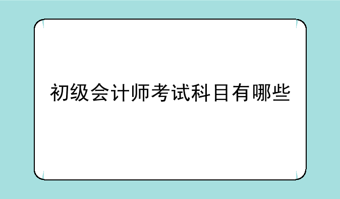 初级会计师考试科目有哪些