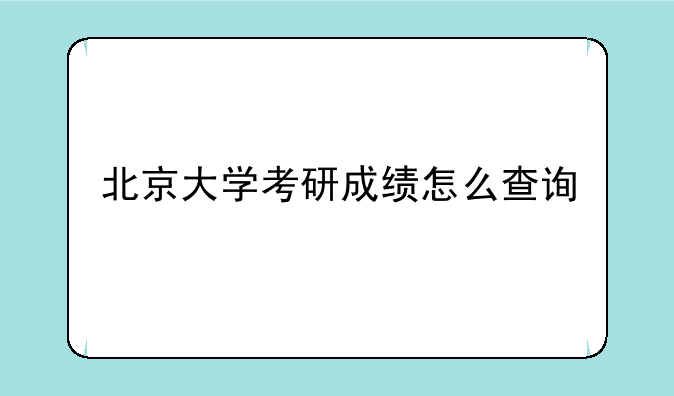 北京大学考研成绩怎么查询