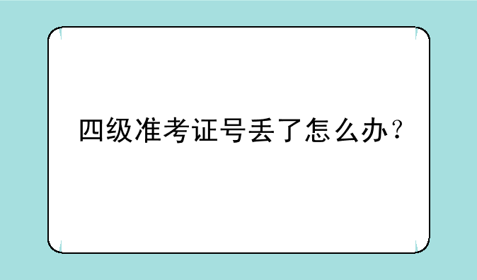 四级准考证号丢了怎么办？