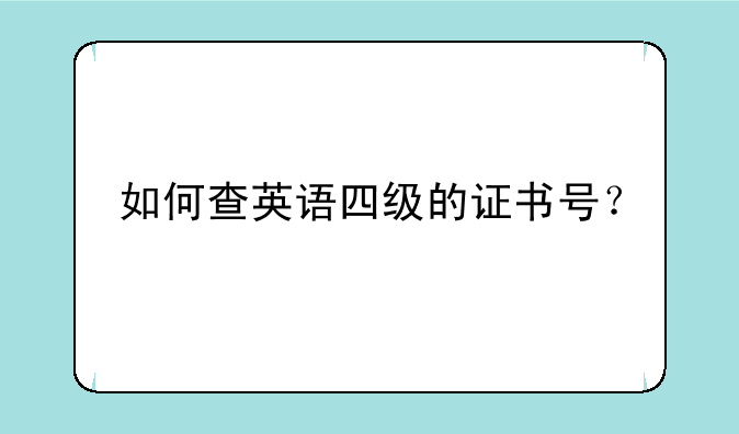如何查英语四级的证书号？