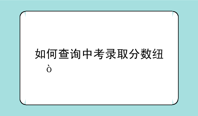 如何查询中考录取分数线？