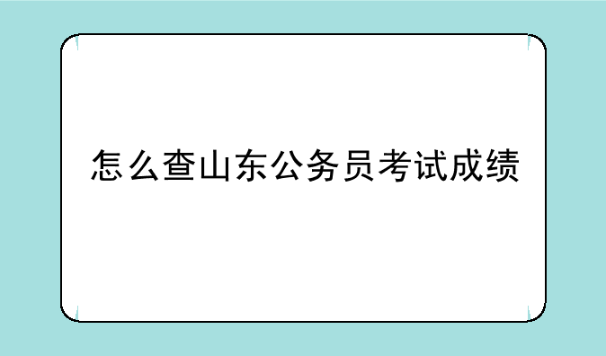 怎么查山东公务员考试成绩