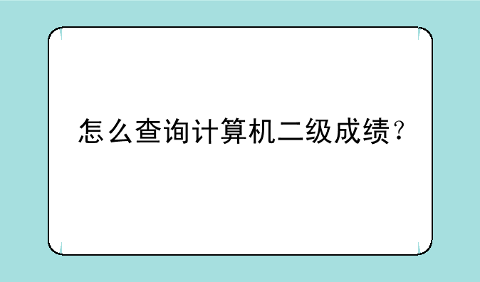怎么查询计算机二级成绩？