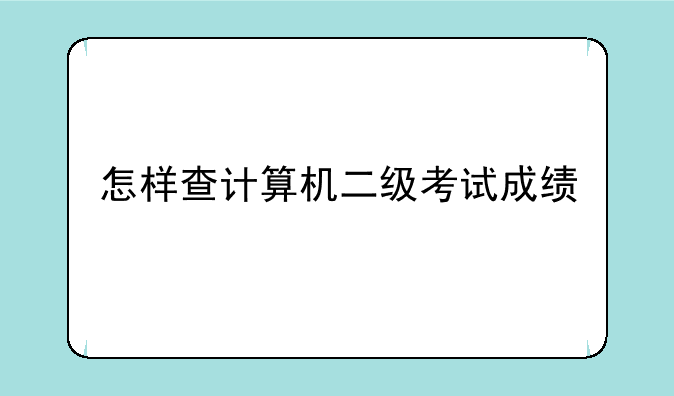 怎样查计算机二级考试成绩