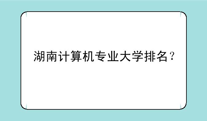 湖南计算机专业大学排名？