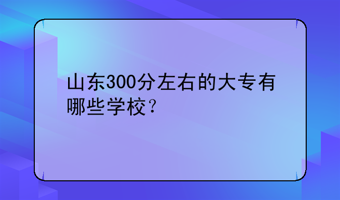 山东300分左右的大专有哪些学校？