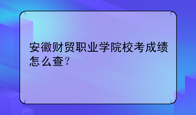 安徽财贸职业学院校考成绩怎么查？