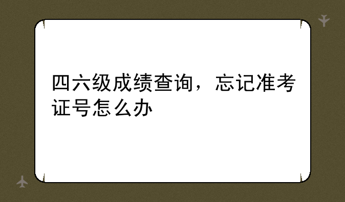 四六级成绩查询，忘记准考证号怎么办