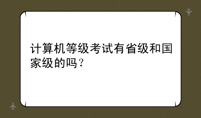 计算机等级考试有省级和国家级的吗？
