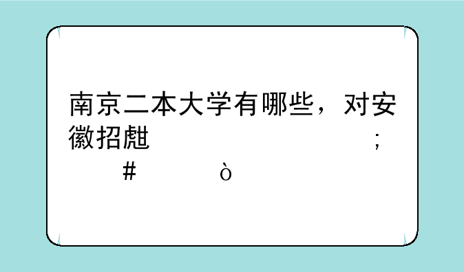 南京二本大学有哪些，对安徽招生情况怎么样？