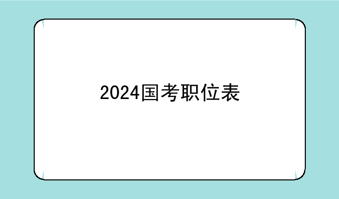 2024国考职位表