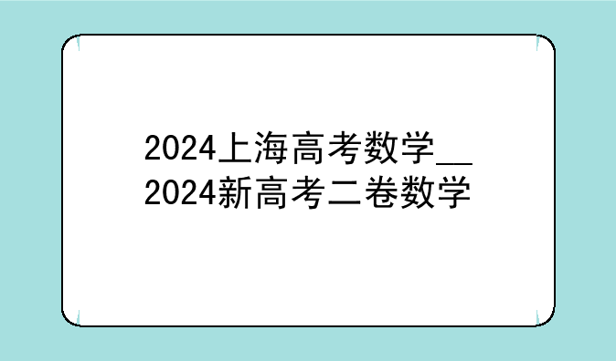 2024上海高考数学__2024新高考二卷数学
