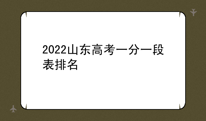 2022山东高考一分一段表排名