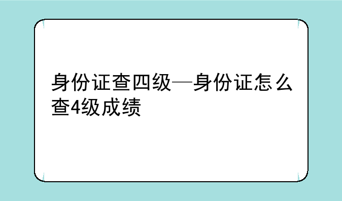 身份证查四级—身份证怎么查4级成绩
