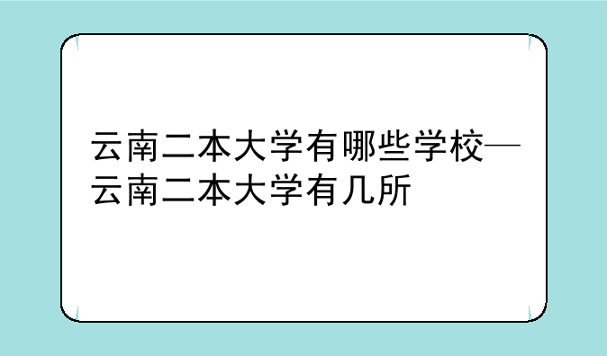 云南二本大学有哪些学校—云南二本大学有几所