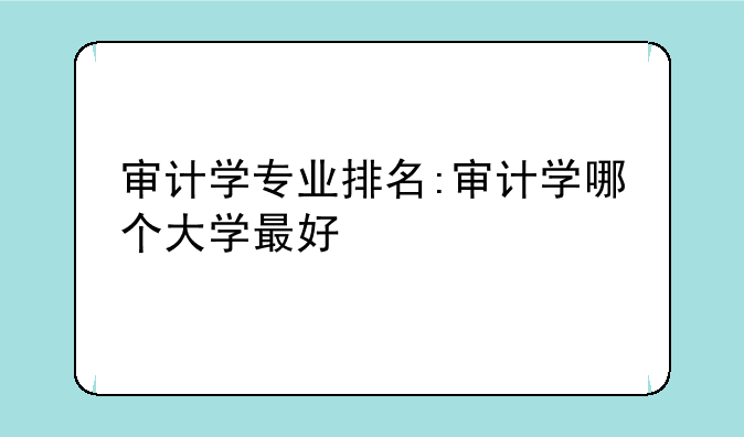 审计学专业排名:审计学哪个大学最好