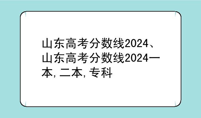 山东高考分数线2024、山东高考分数线2024一本,二本,专科