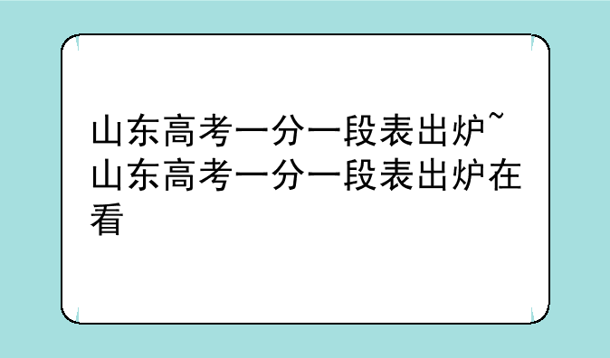 山东高考一分一段表出炉~山东高考一分一段表出炉在看