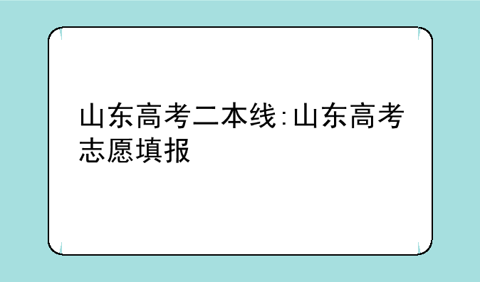 山东高考二本线:山东高考志愿填报