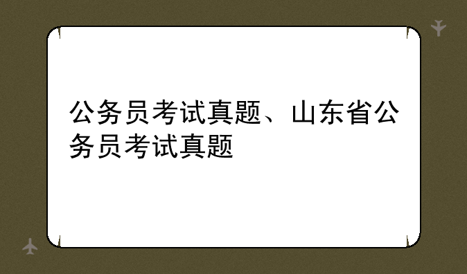 公务员考试真题、山东省公务员考试真题