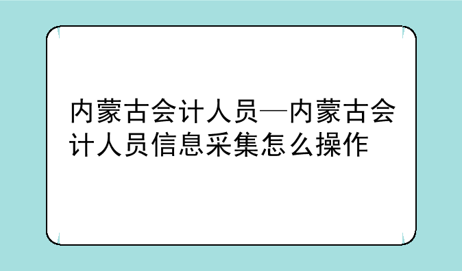 内蒙古会计人员—内蒙古会计人员信息采集怎么操作