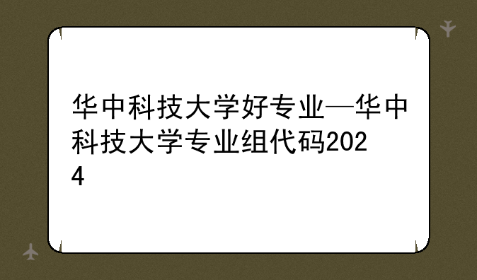 华中科技大学好专业—华中科技大学专业组代码2024
